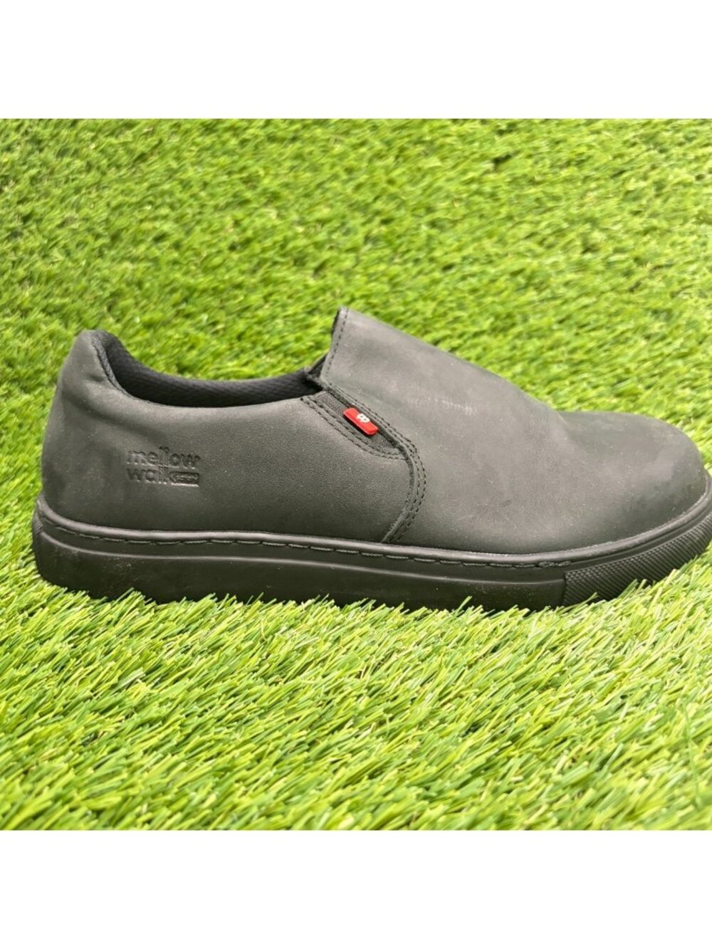 Mellow Walk Jessica Women Size 7.5E Black Leather Steel Toe Safety Slip-On Shoes